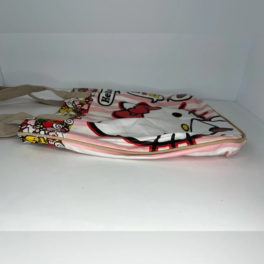 Hello Kitty Loungefly Tote Canvas Faux Leather Open Top Bag VINTAGE - Picture 5 of 12